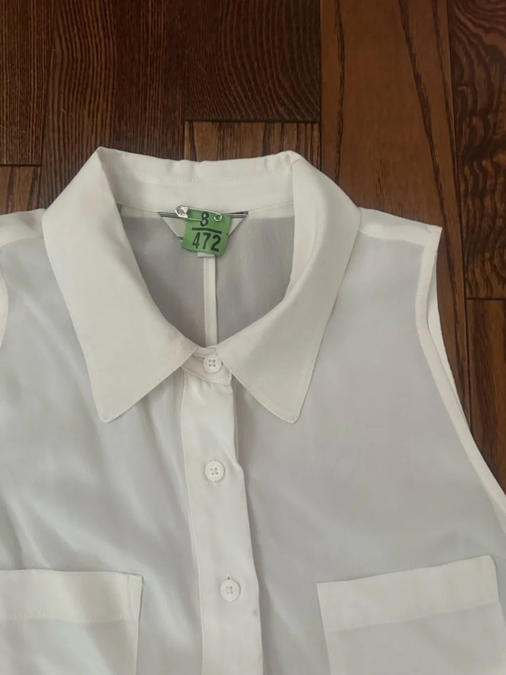 Guess White Sleeveless Button-Up Sheer Blouse - Picture 4 of 6